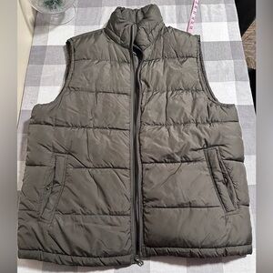 Gap Vest Mens Large Olive Green Quilted Puffer